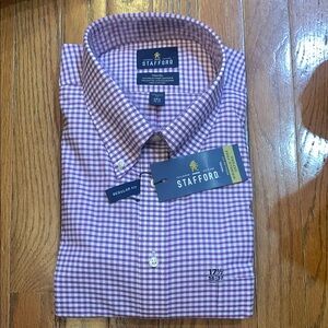 Stafford Purple Dress Shirt Classic Gingham Design